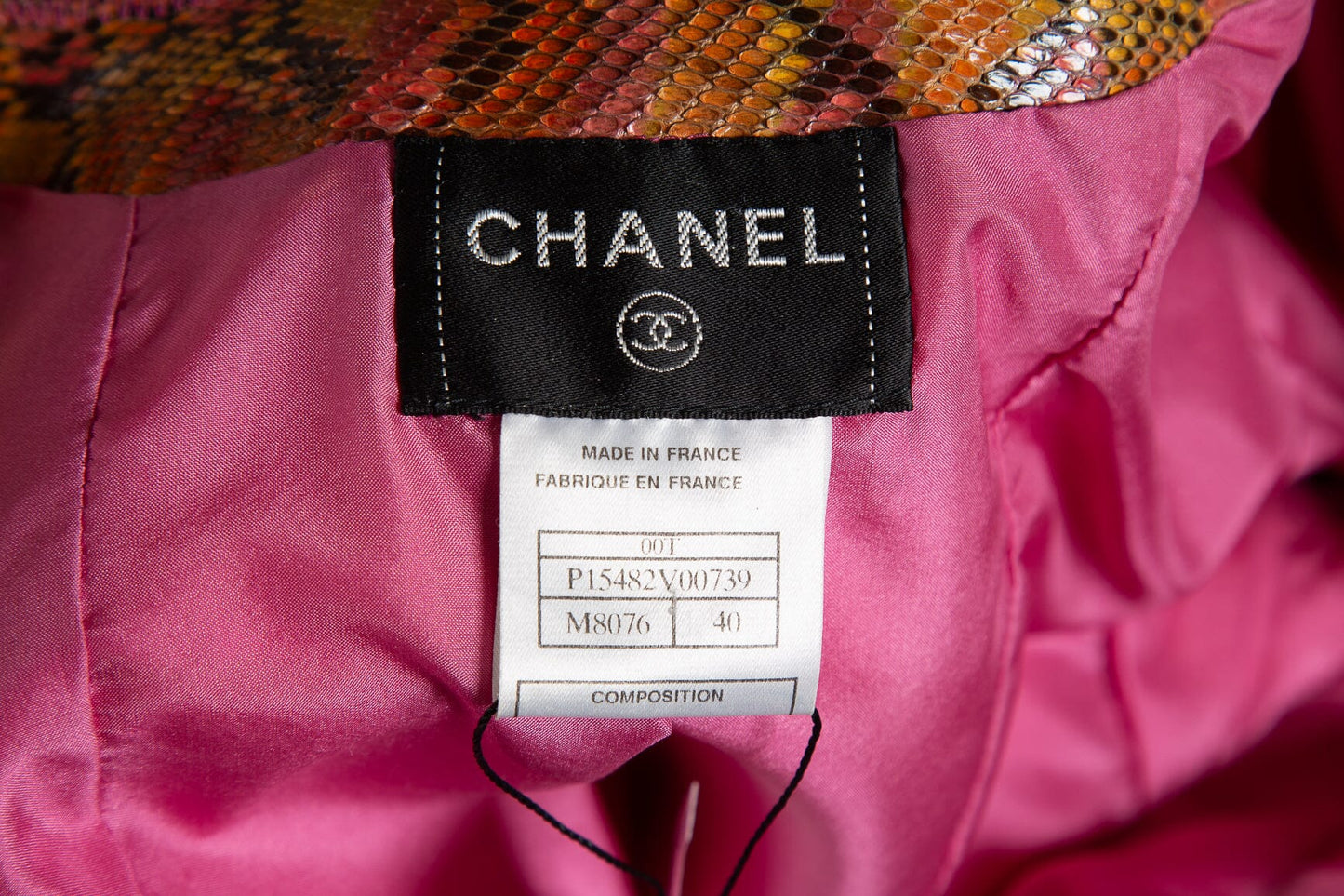 Chanel 2000 Multicolor Python Zip Up Jacket SZ 40