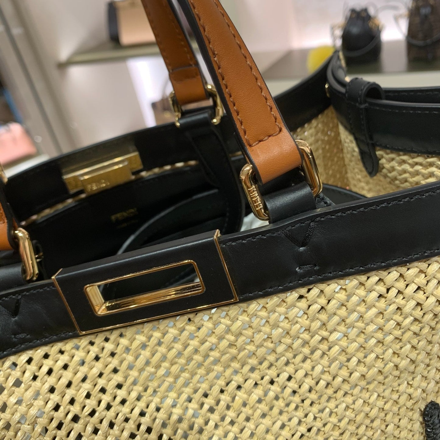 Top QualityTop Quality Peekaboo X-tote Medium Woven Straw Tote Bag For Women, Women’s Handbags 16.1in/41cm FF