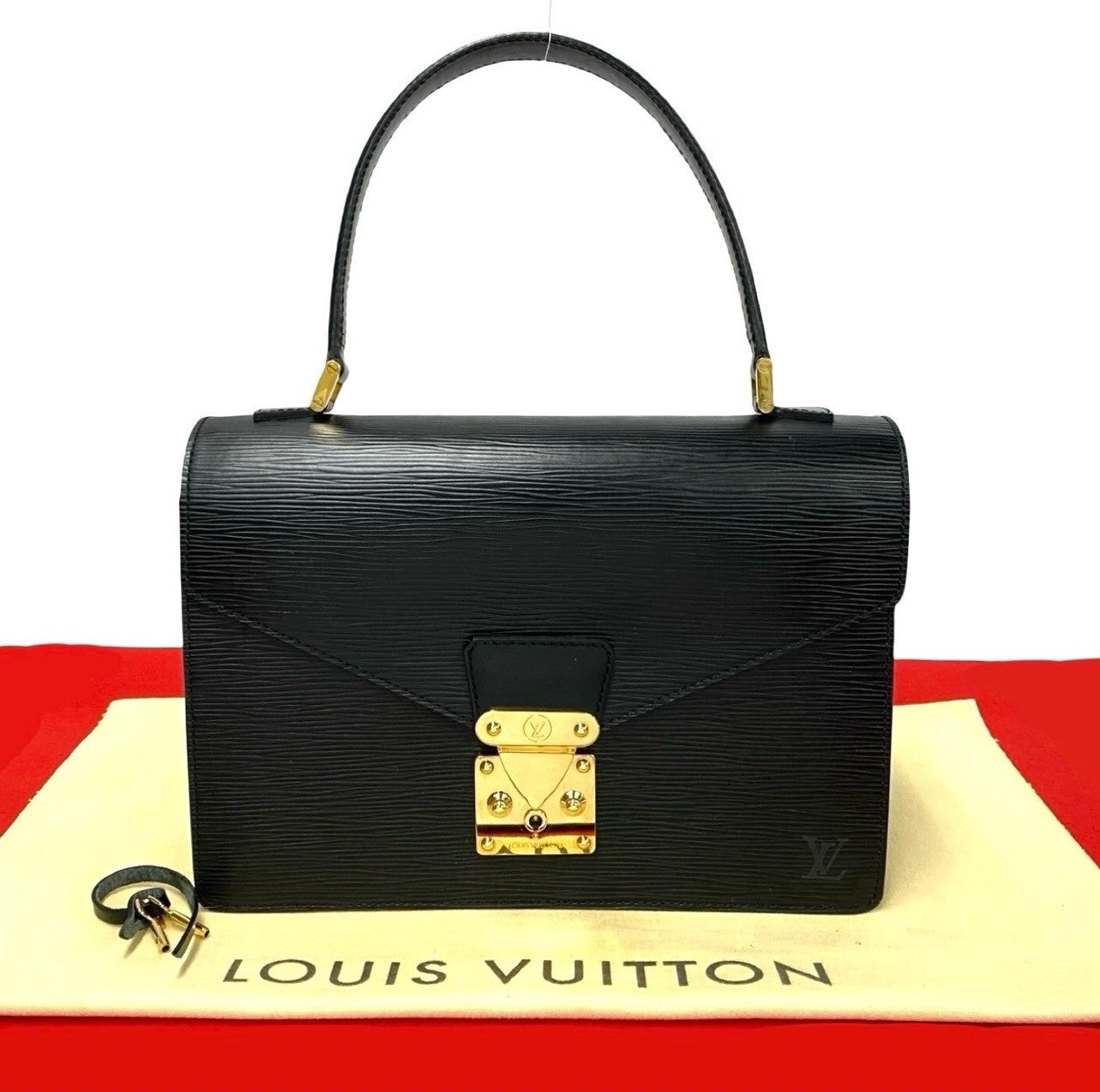 LOUIS VUITTON Handbag leather black Epi Concorde Women d