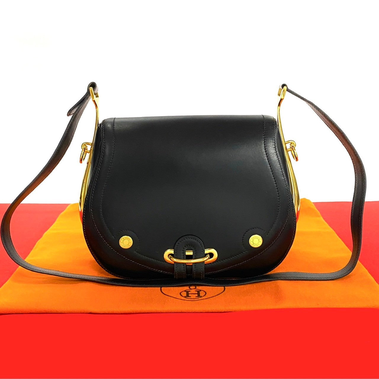 HERMES Shoulder Bag Boxcalf, Leather black Passkey Women d
