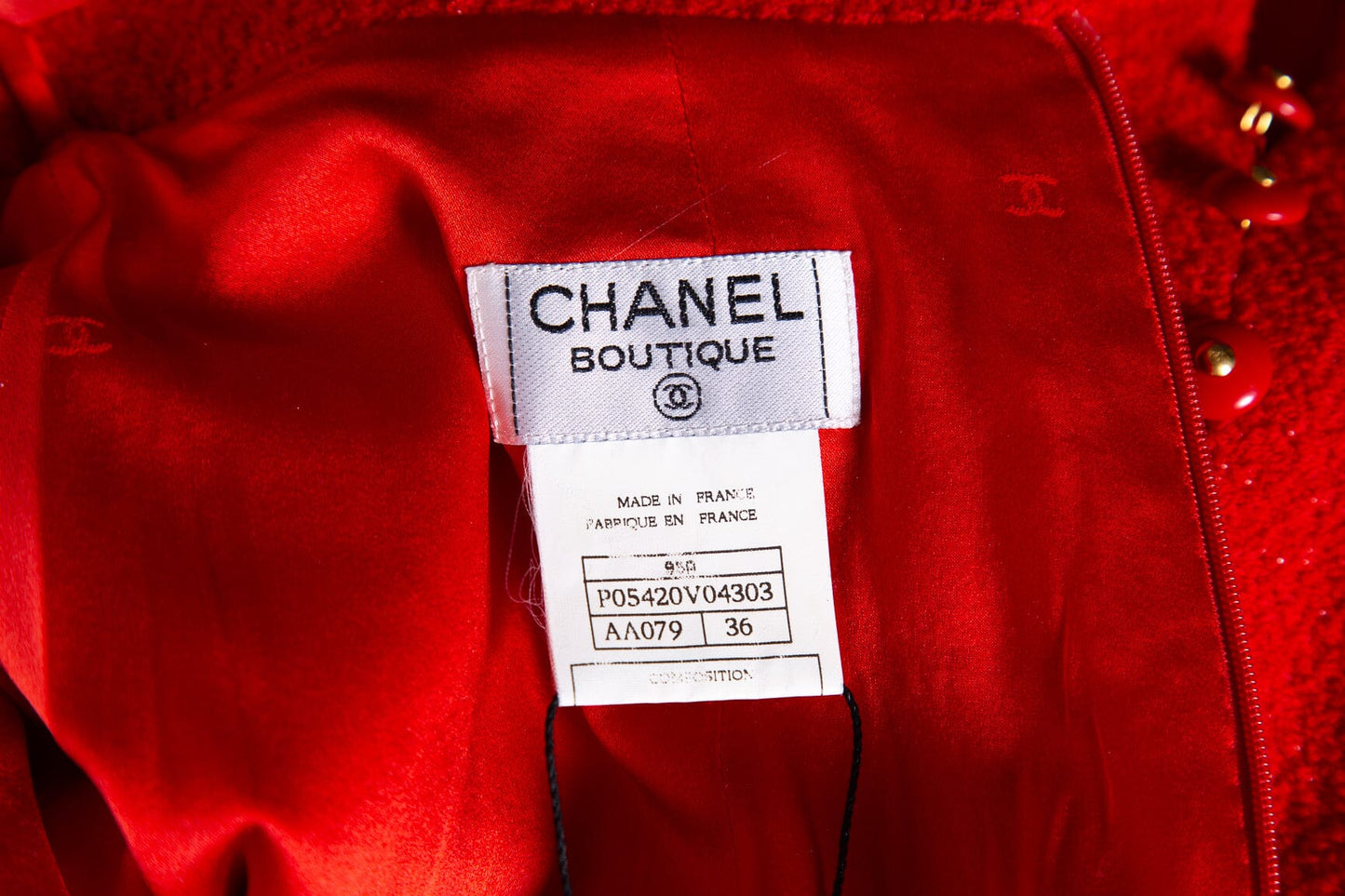 Chanel 1995 Red Tweed Skirt SZ 36