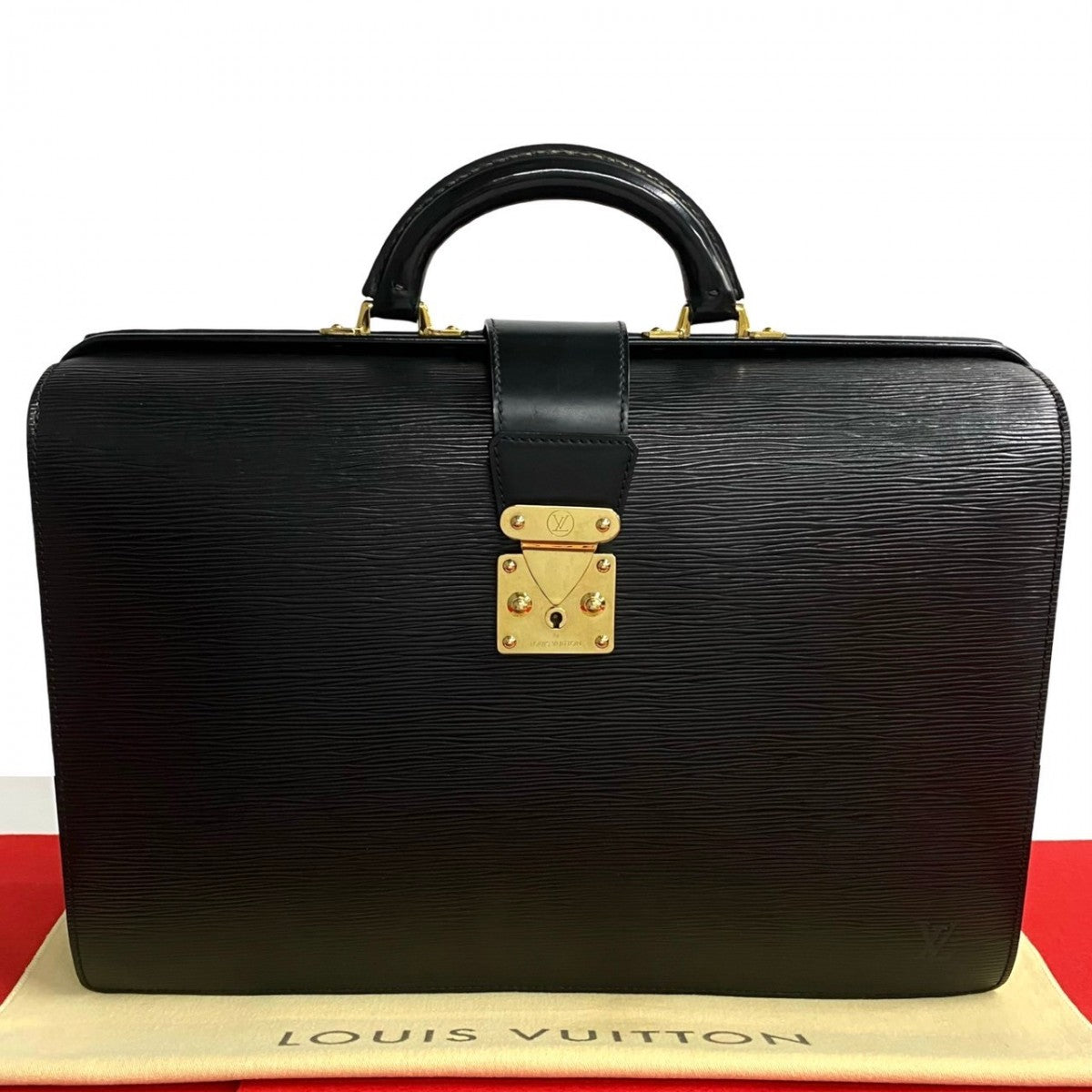 LOUIS VUITTON Business bag leather black Epi Cerviet Fermoire mens d