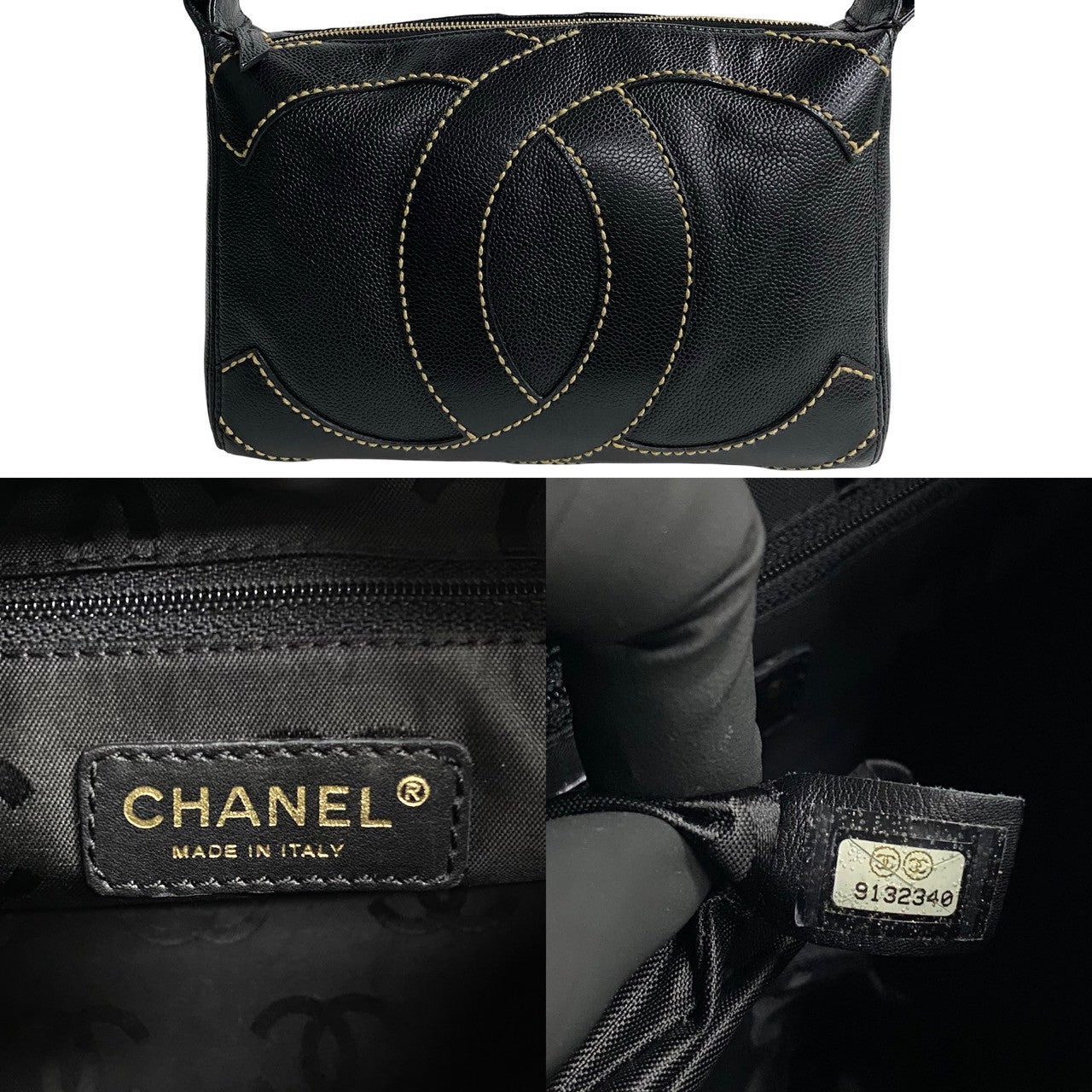 Chanel Wild Stitch Caviar Leather Handbag