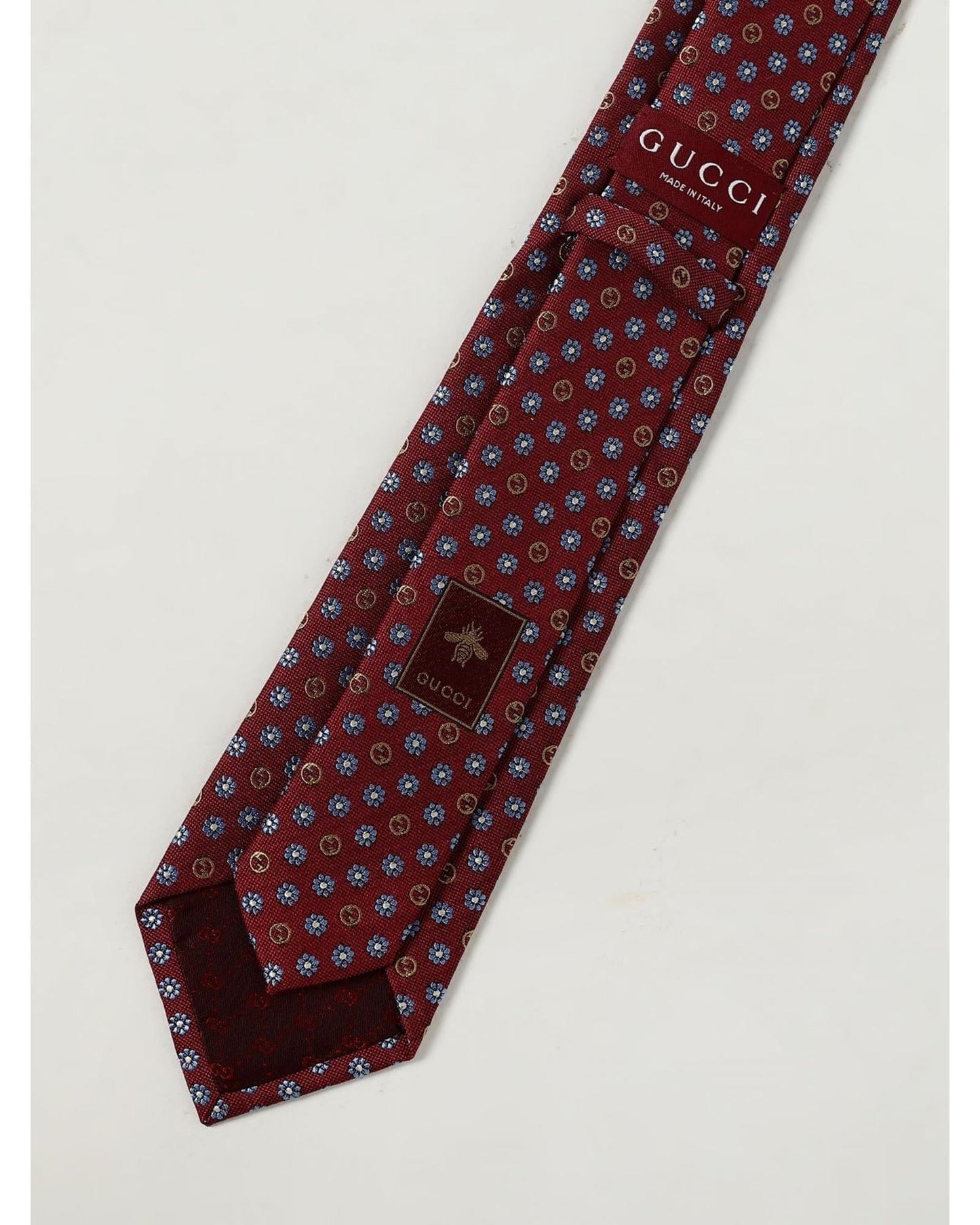 Gucci Floral Pattern Tie Men Burgundy