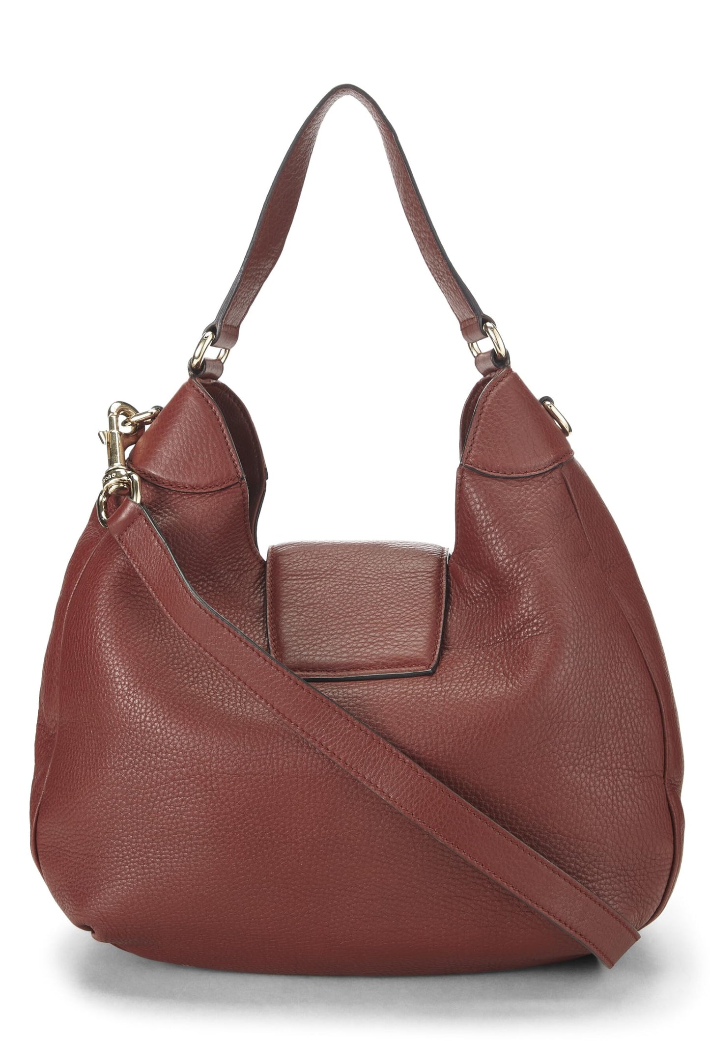 Gucci, Burgundy Leather Dressage Horsebit Hobo, Burgundy