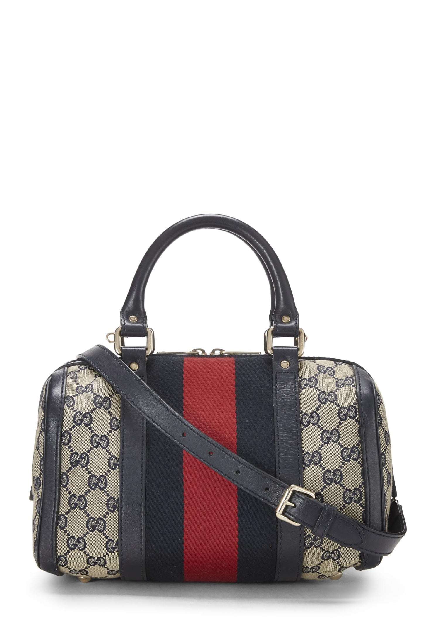 Gucci, Blue Original GG Canvas Web Boston Bag Small, Blue