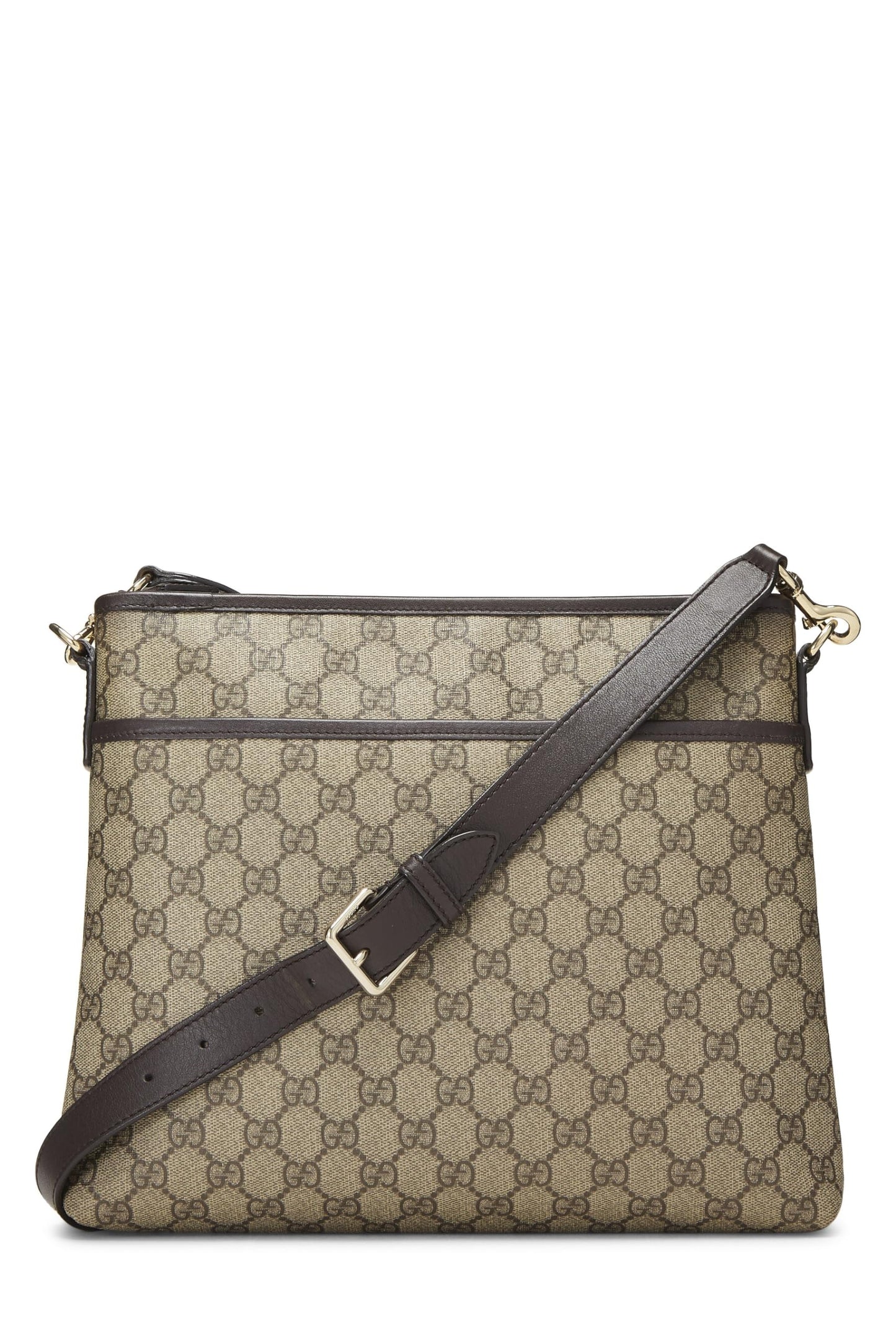 Gucci, Brown Original GG Supreme Canvas Zip Flat Messenger, Brown