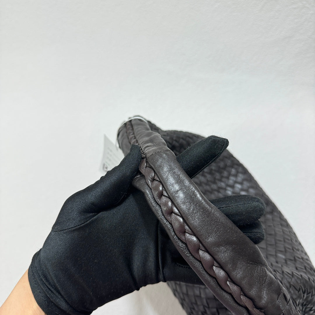 Bottega Veneta Belly Hobo Intrecciato Lambskin Leather Dark Chocolate Brown Medium 40cm