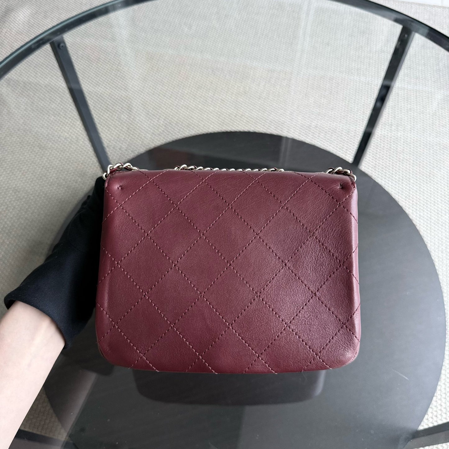 Chanel Flap Bag - Calfskin Stitched Small Flap Burgundy Gold Hardware Series 28