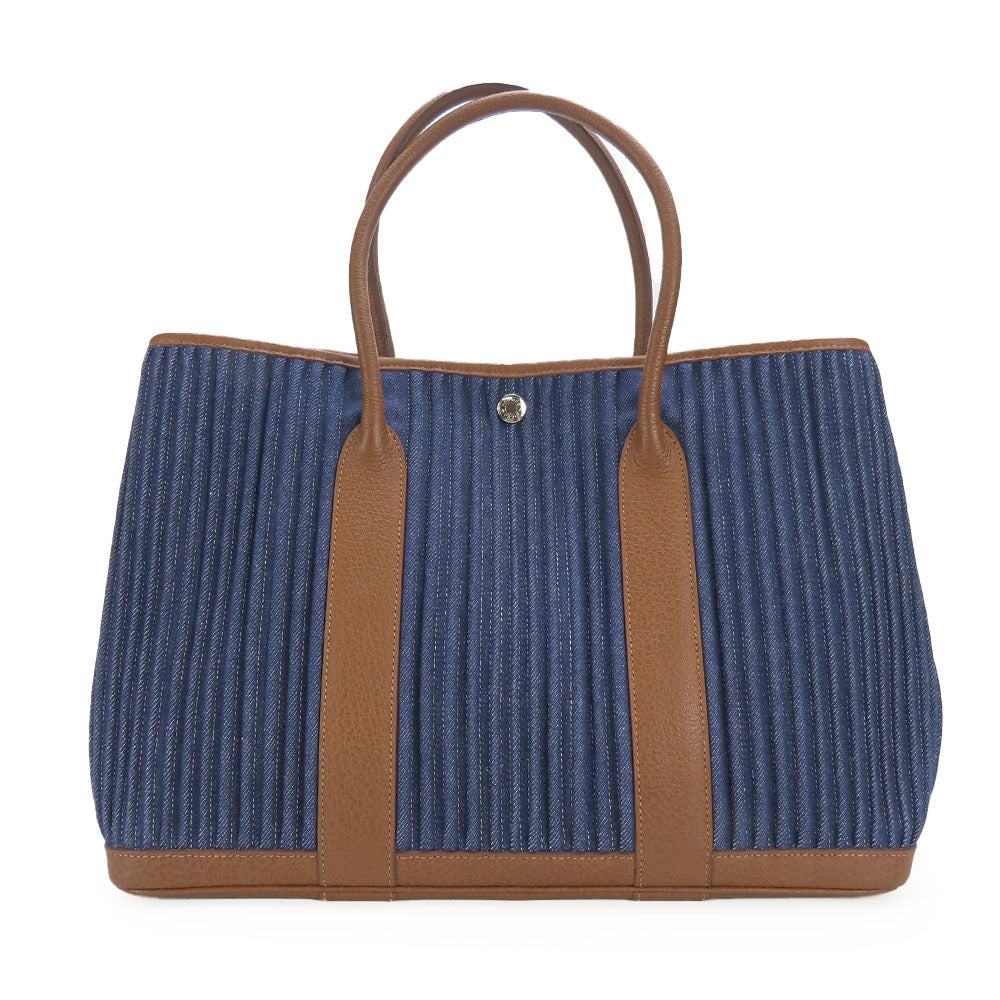 HERMES Tote Bag Denim, Leather Navy Garden party PM unisex(Unisex) d