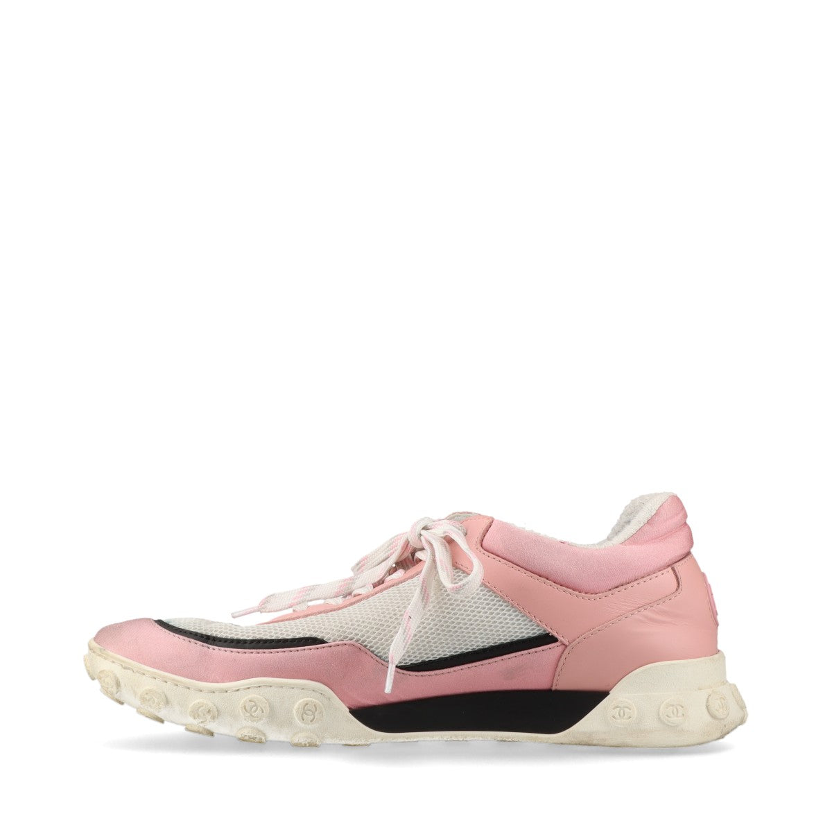 Chanel Coco Leather X Fabric Trainers EU40 White X Pink G34086 Mesh