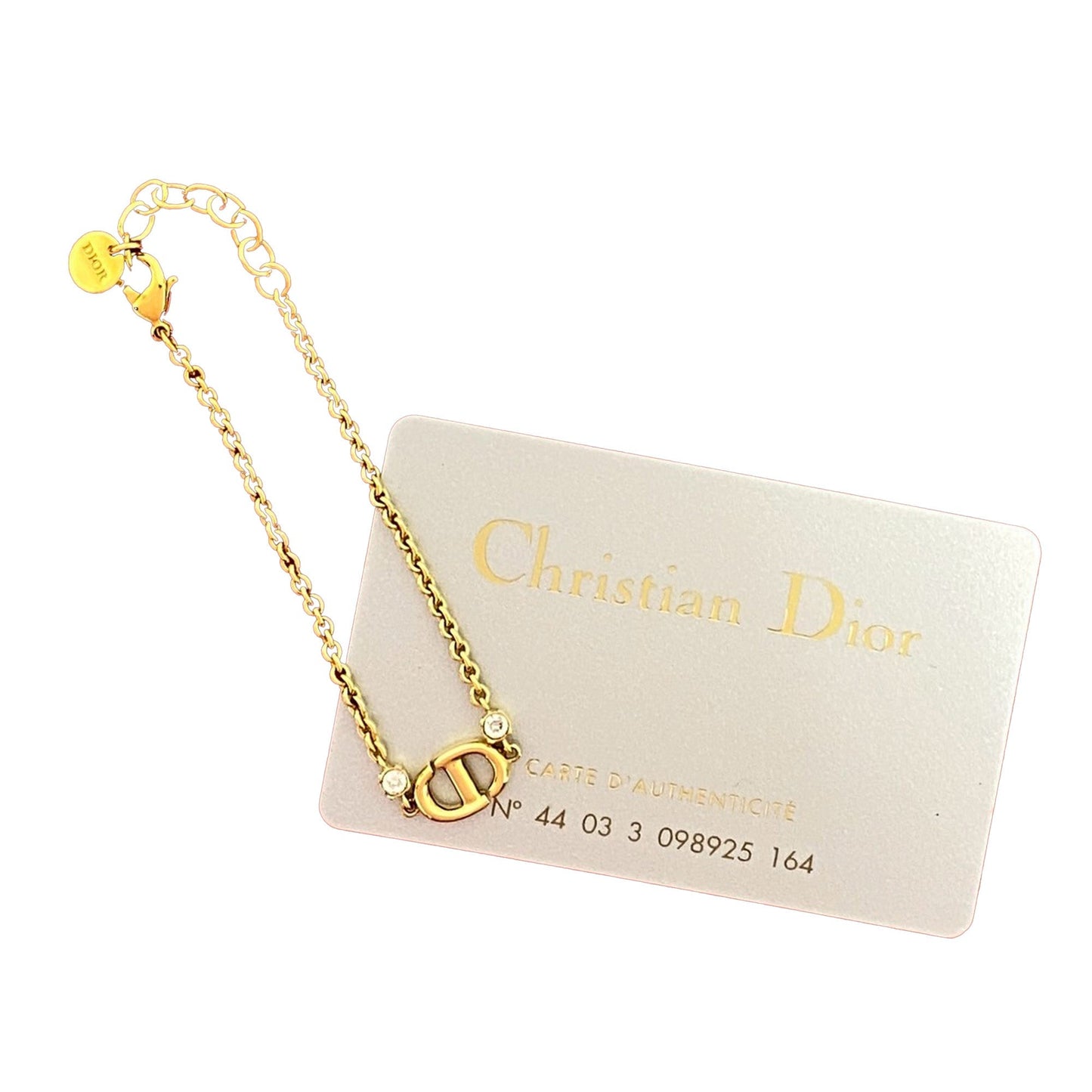 Gold Dior Gold Plated CD Logo Rhinestone Bracelet