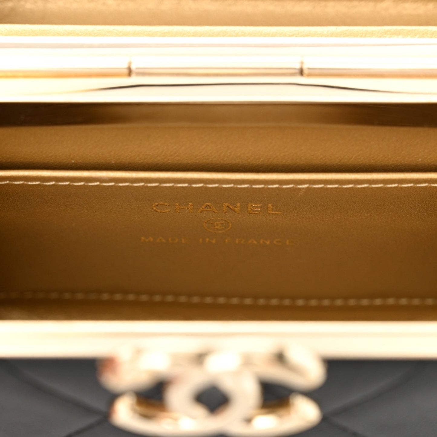 Chanel Lambskin Quilted Small Box With Chain Black
