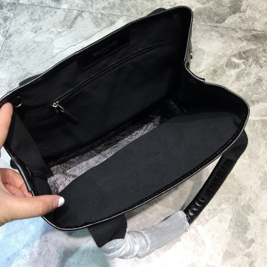 Top Quality Navy Small Cabas Tote Bag In Black, For Women, Bags 18.5in/47cm