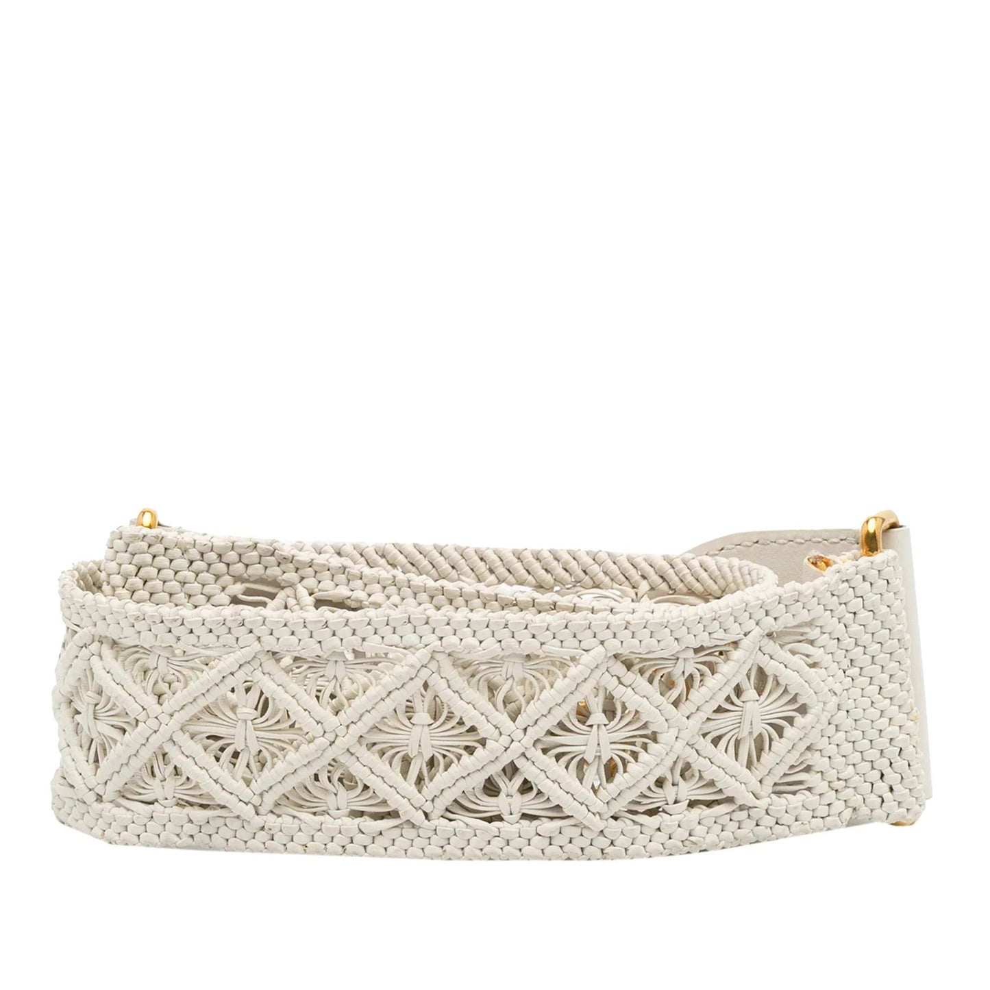 White Dior Calfskin Macrame Shoulder Strap