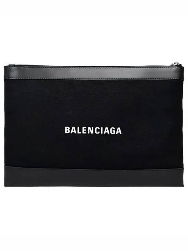 Luxury Balenciaga Trending 2025 Logo Leather Clutch Bag Black