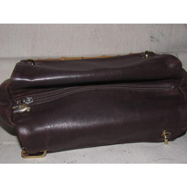 Gucci Supple Brown Leather Body And Bamboo Handles And Accents