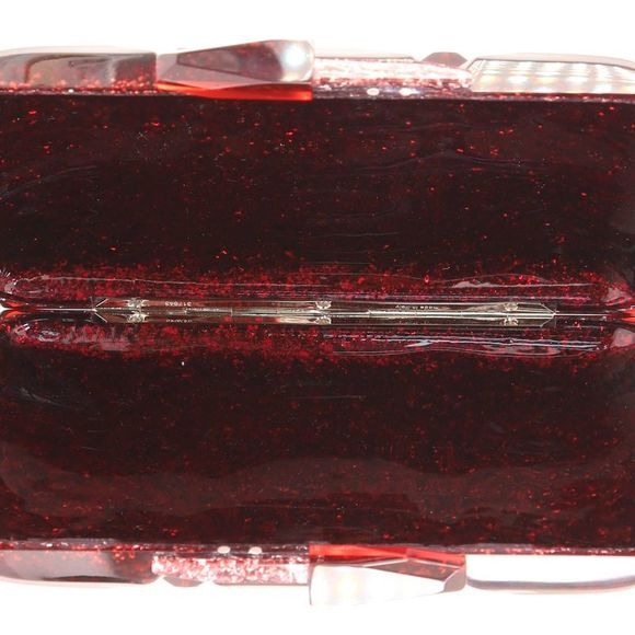 one of a kind, , Gucci Aristographic Red Glitter Plexiglass clutch made of red glitter faceted heavy resin plastic with a latch top