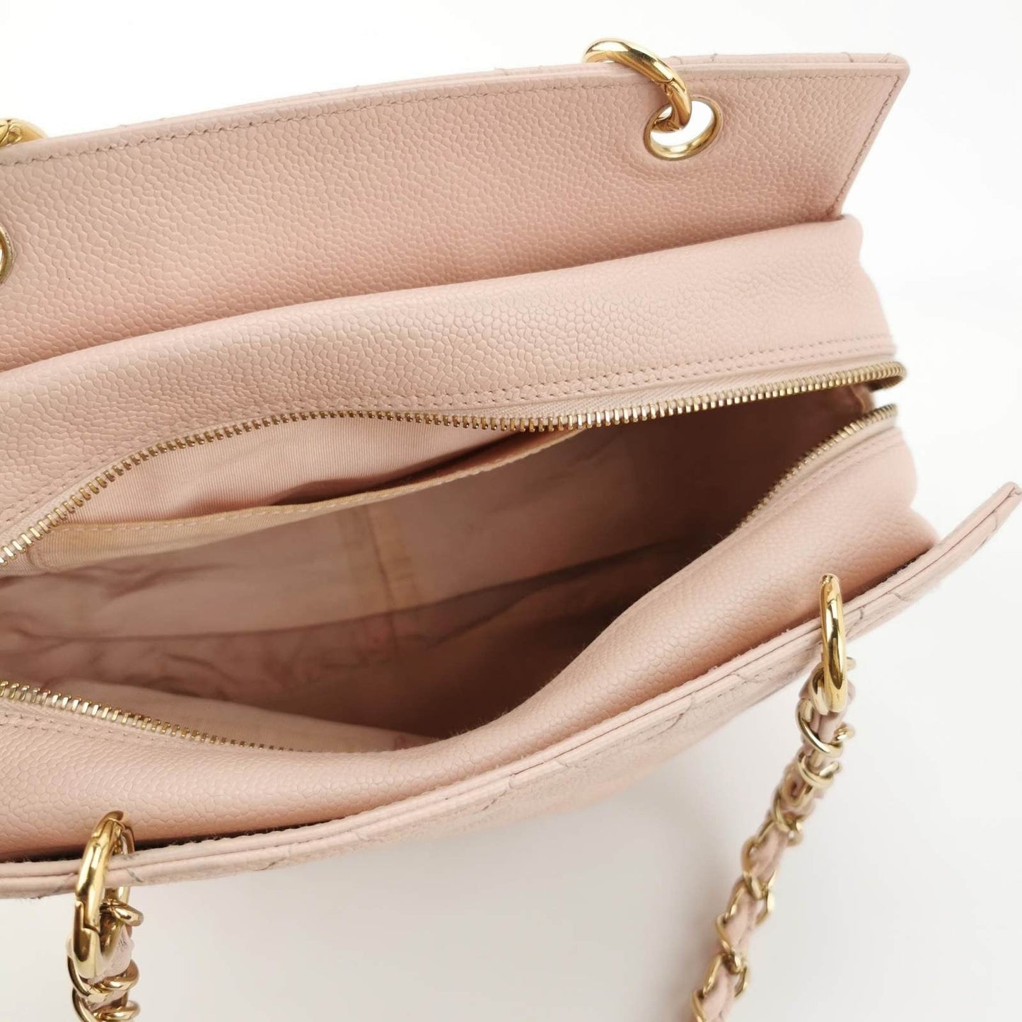 Chanel PST Petite Shopping Tote Pale Pink Caviar Leather Chain Bag