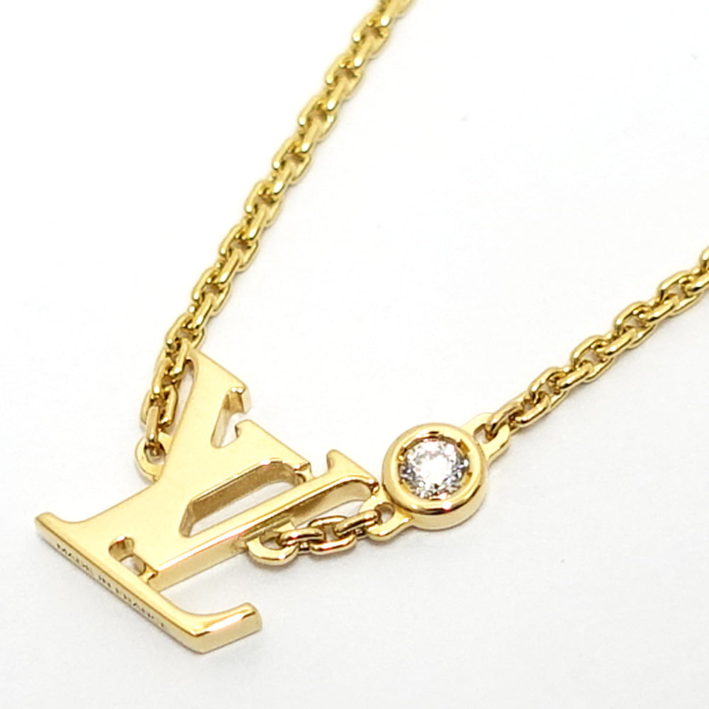 Louis Vuitton K18YG Idil Brossam LV Diamond Necklace 750YG Jewelry Q93626