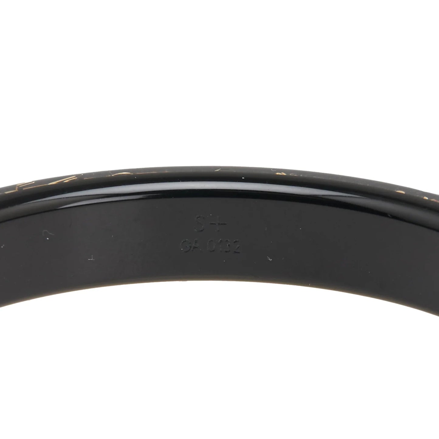 Black Louis Vuitton Narrow Monogram Resin Inclusion Bangle Costume Bracelet