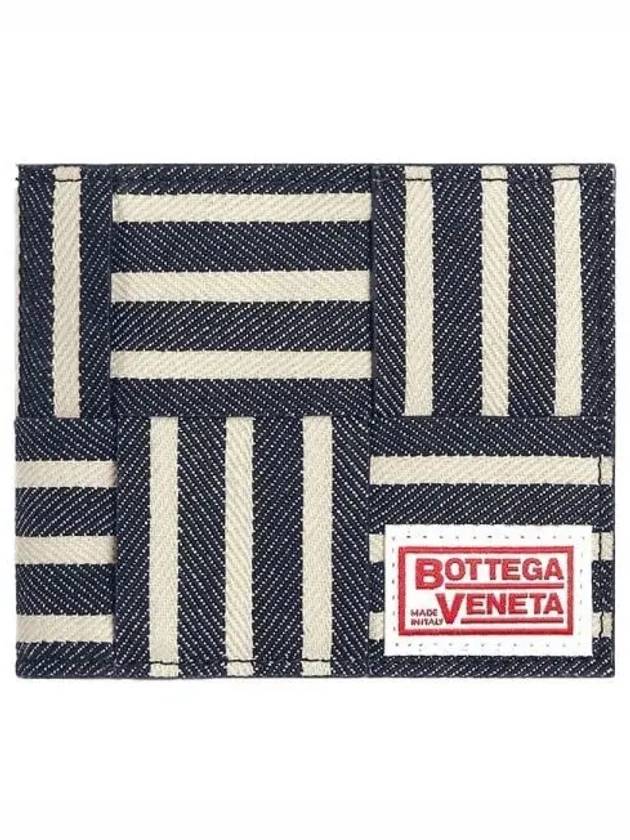 Luxury Bottega Veneta Cassette Bifold Half Wallet White Navy