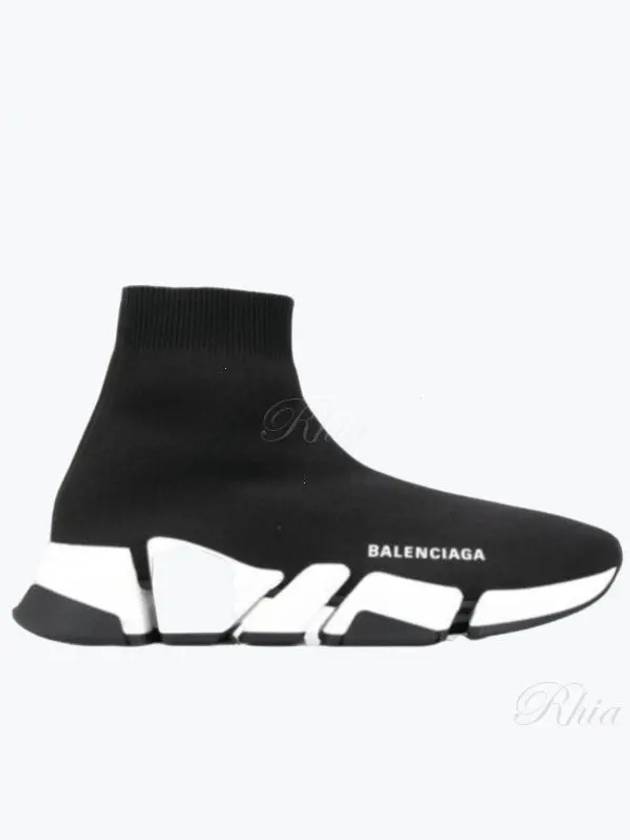 Luxury Balenciaga Trending 2025 WoMen's Speed 2.0 Trainer Black Knit White Sole High Top Sneakers Black