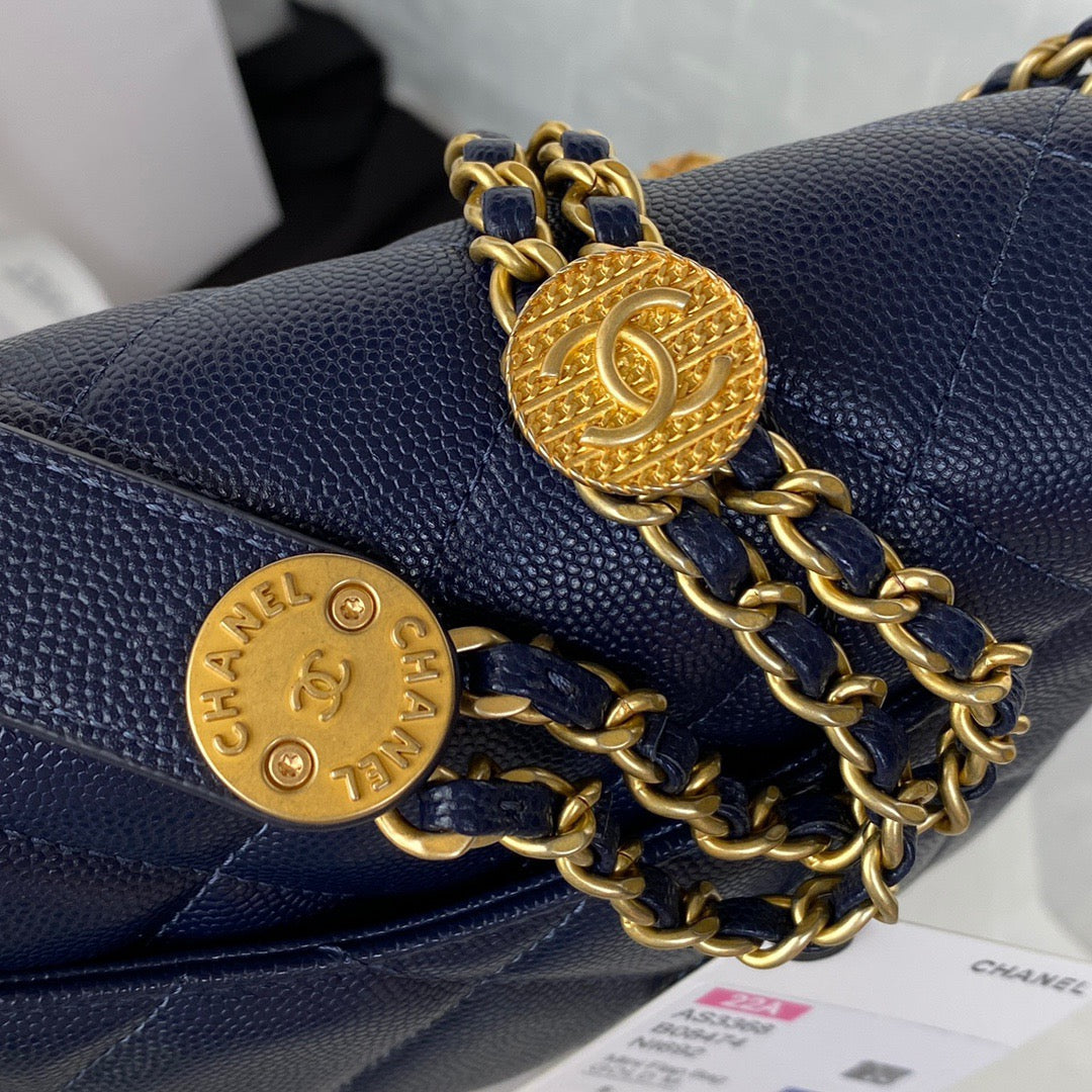 CHLMini Flap Bag With Top Handle Gold Hardware Navy Blue For Women, Women’s Handbags, Shoulder Bags 7.9in/20cm AS2431 B08846 NJ532