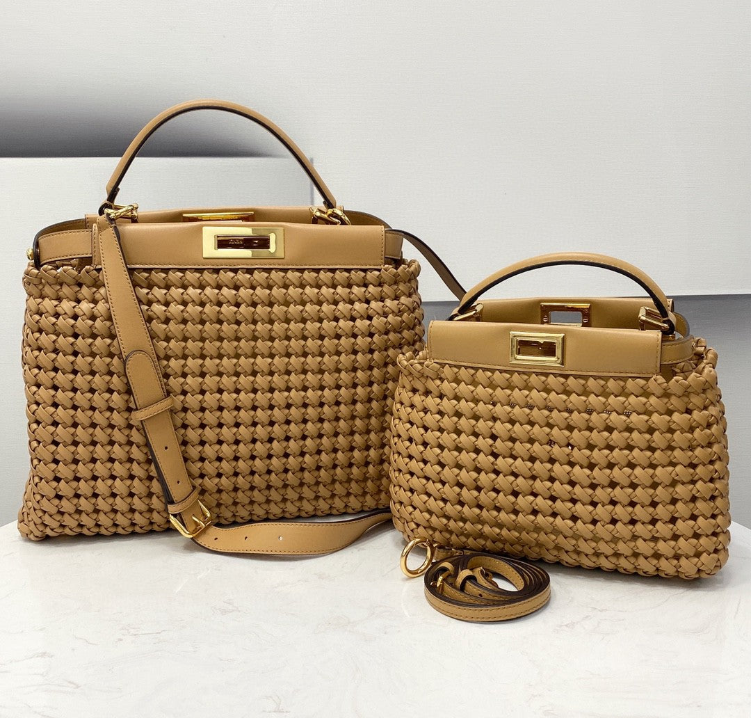 FI Top Quality Mini Light Brown Braided Bag For Woman 18cm/7in
