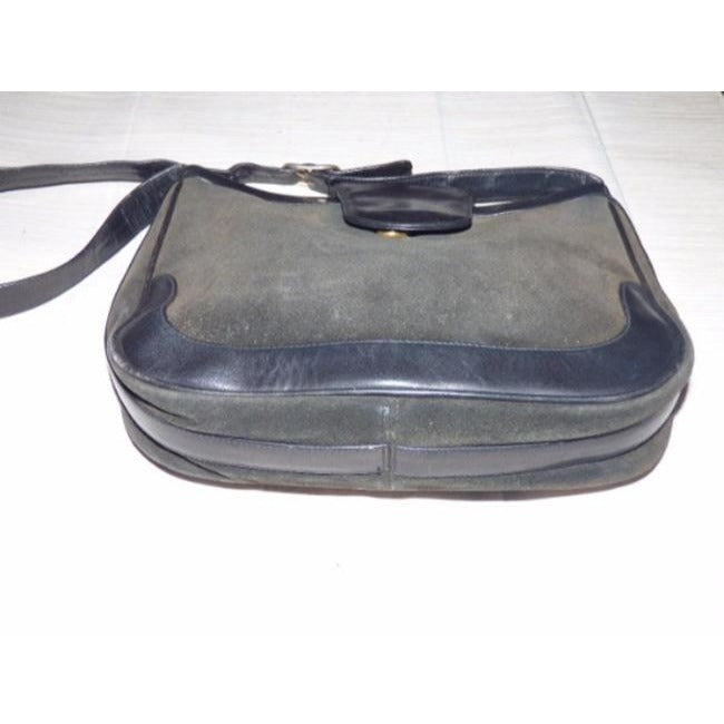 Gucci Grey Suede Navy Leather Hobo Bag