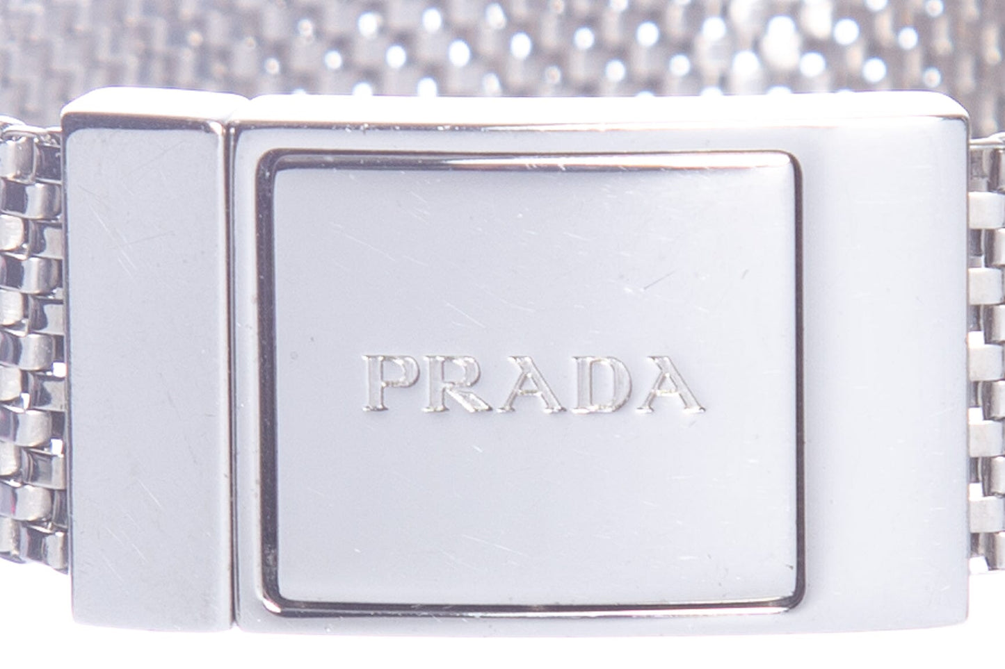 Prada Silver Stainless Steel Logo Bracelet