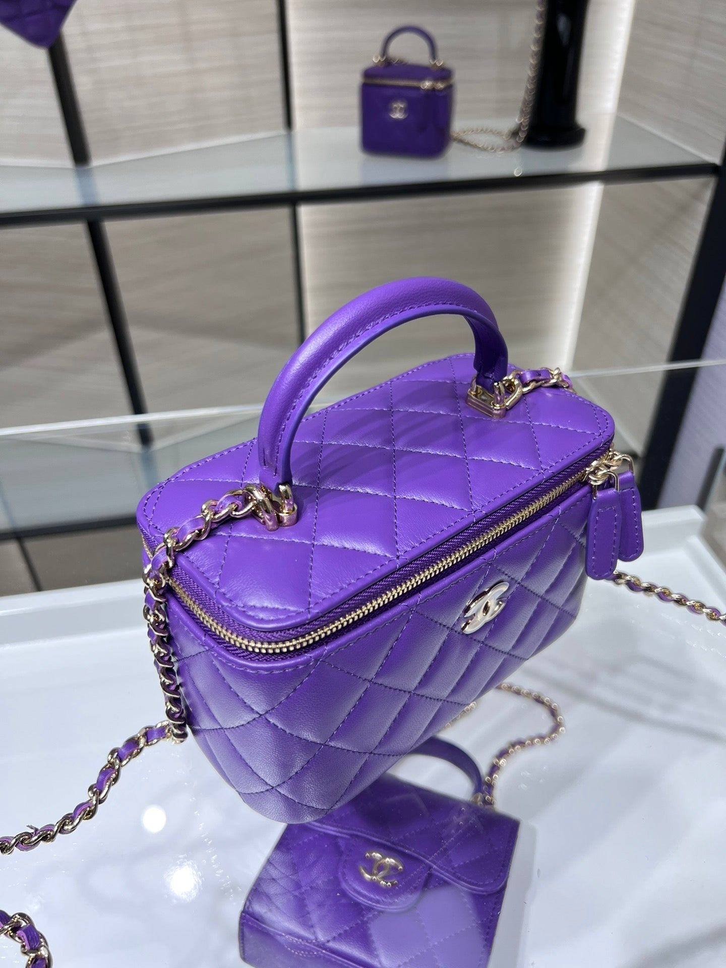 CHLVanity With Chain Silver Hardware Purple For Women, Women’s Handbags, Shoulder Bags 6.7in/17cm