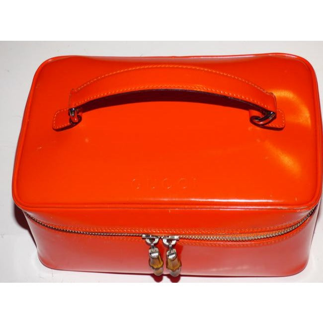 Gucci Reddish Orange Glossy Leather Satchel