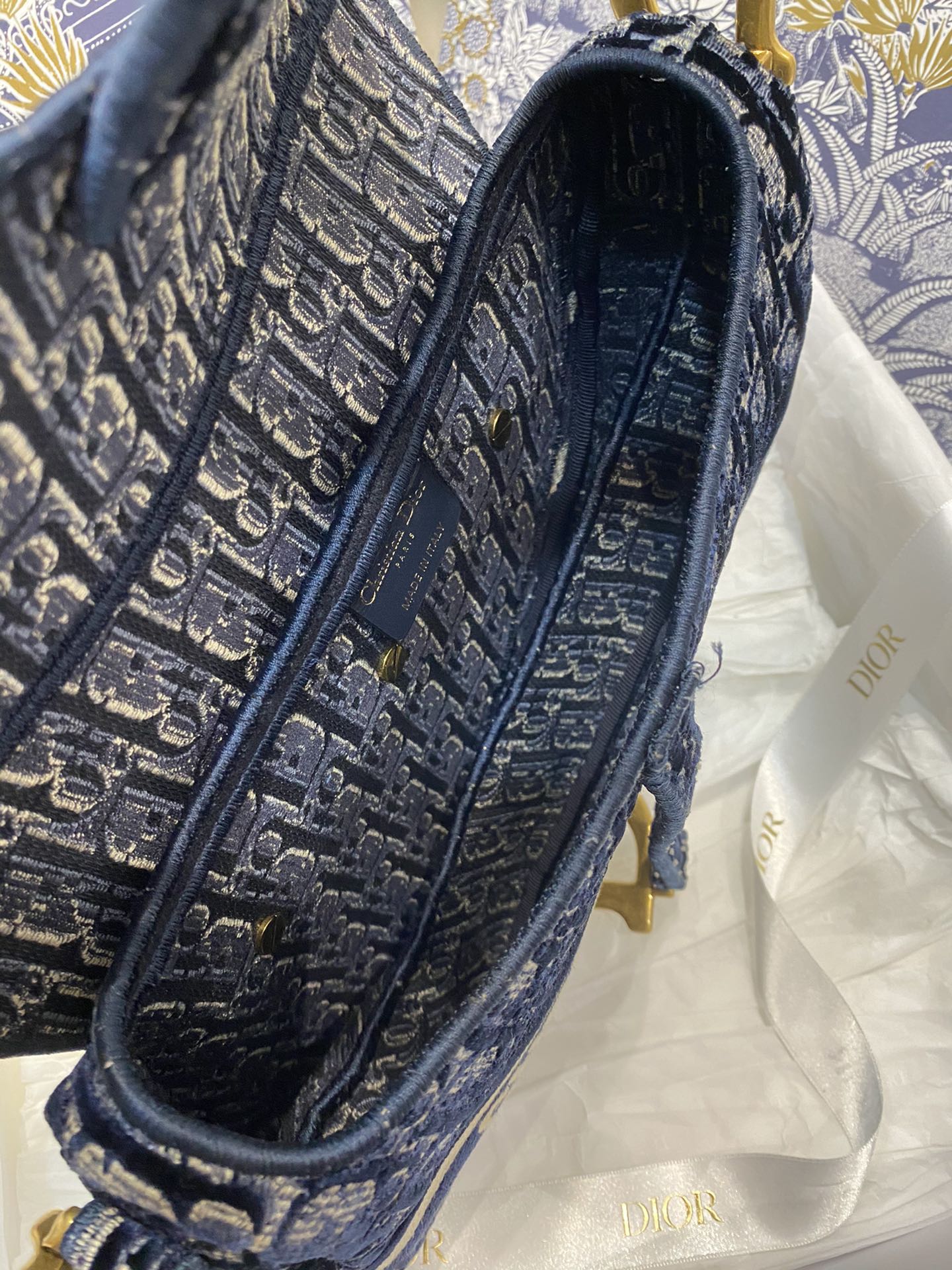 Top Quality Saddle Bag Blue Oblique Canvas Gold Toned Hardware For Women 25cm/10in CD