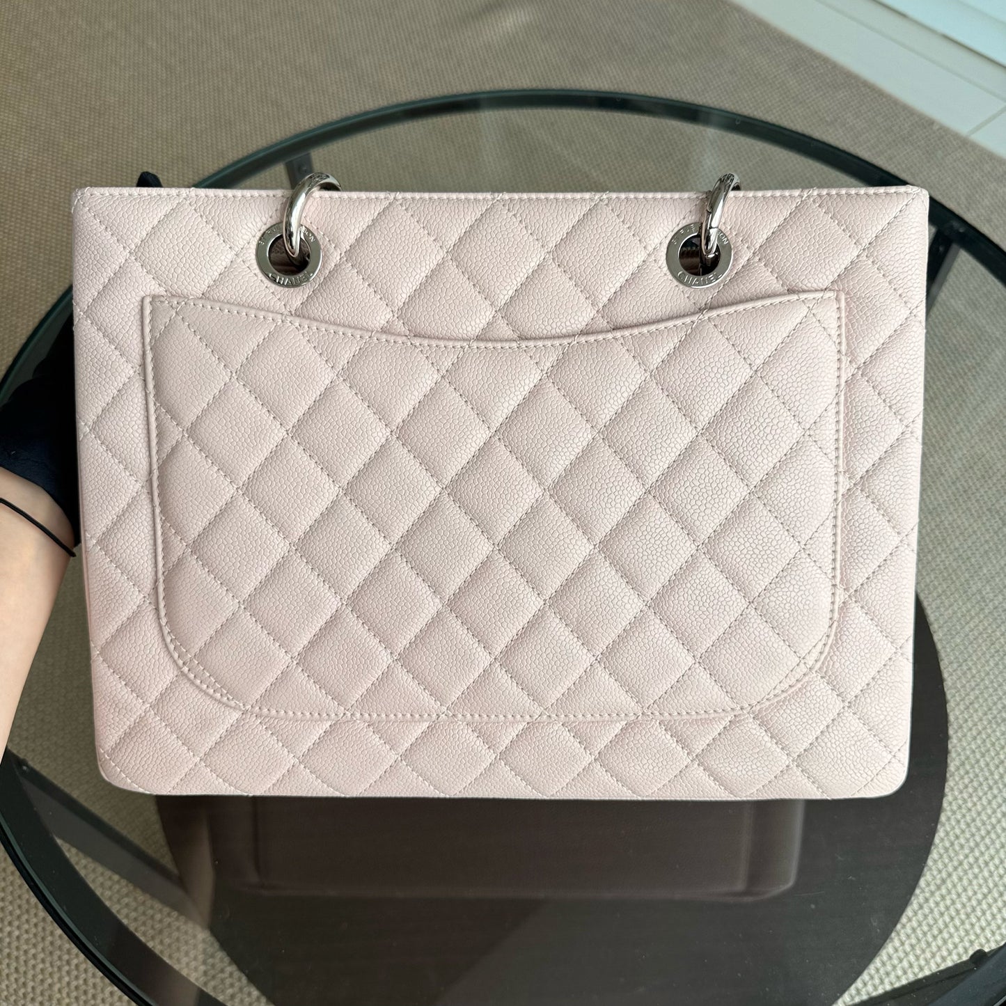 Chanel GST Grand Shopping Tote - Caviar Quilted Light Pink Silver Harwdare Series 18