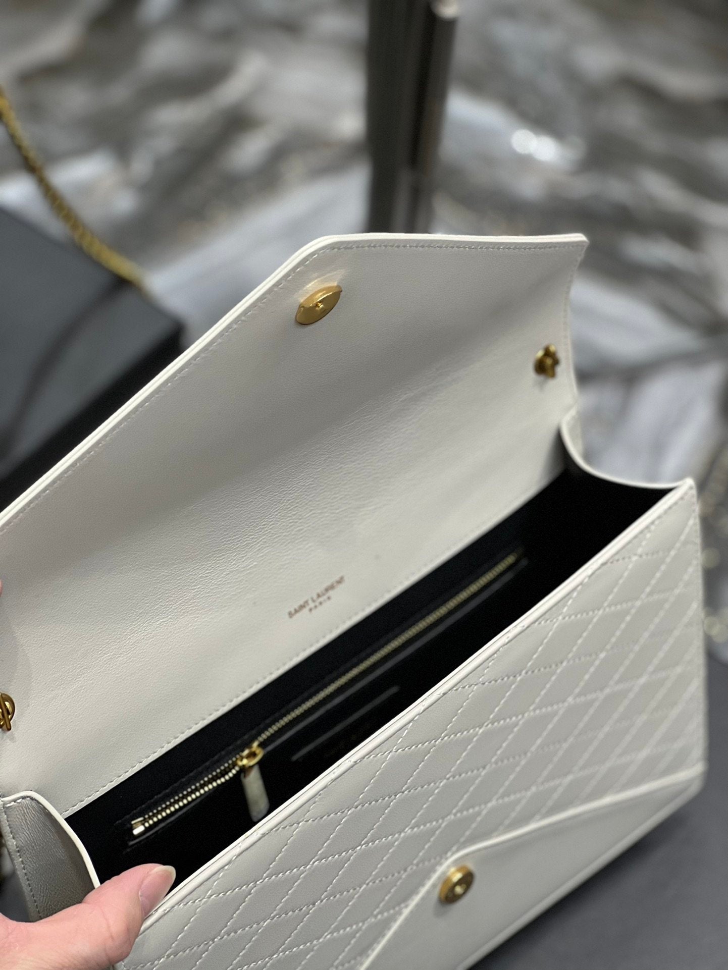 YSSL Gaby Chain Bag White With Gold Hardware For Women 10in/27cm YSL
