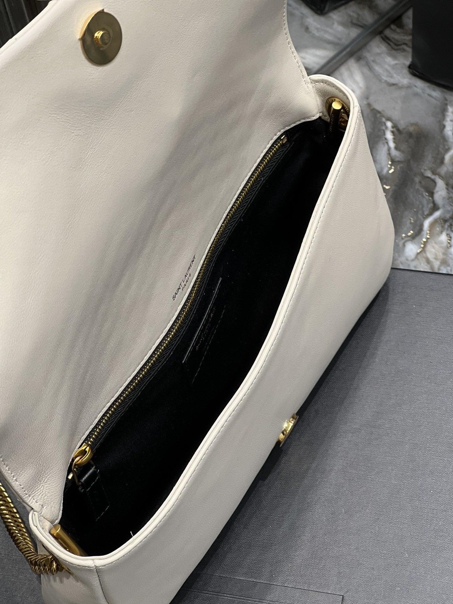 YSSL Kata 99 Chain Bag White With Gold Hardware For Women 10in/26cm YSL
