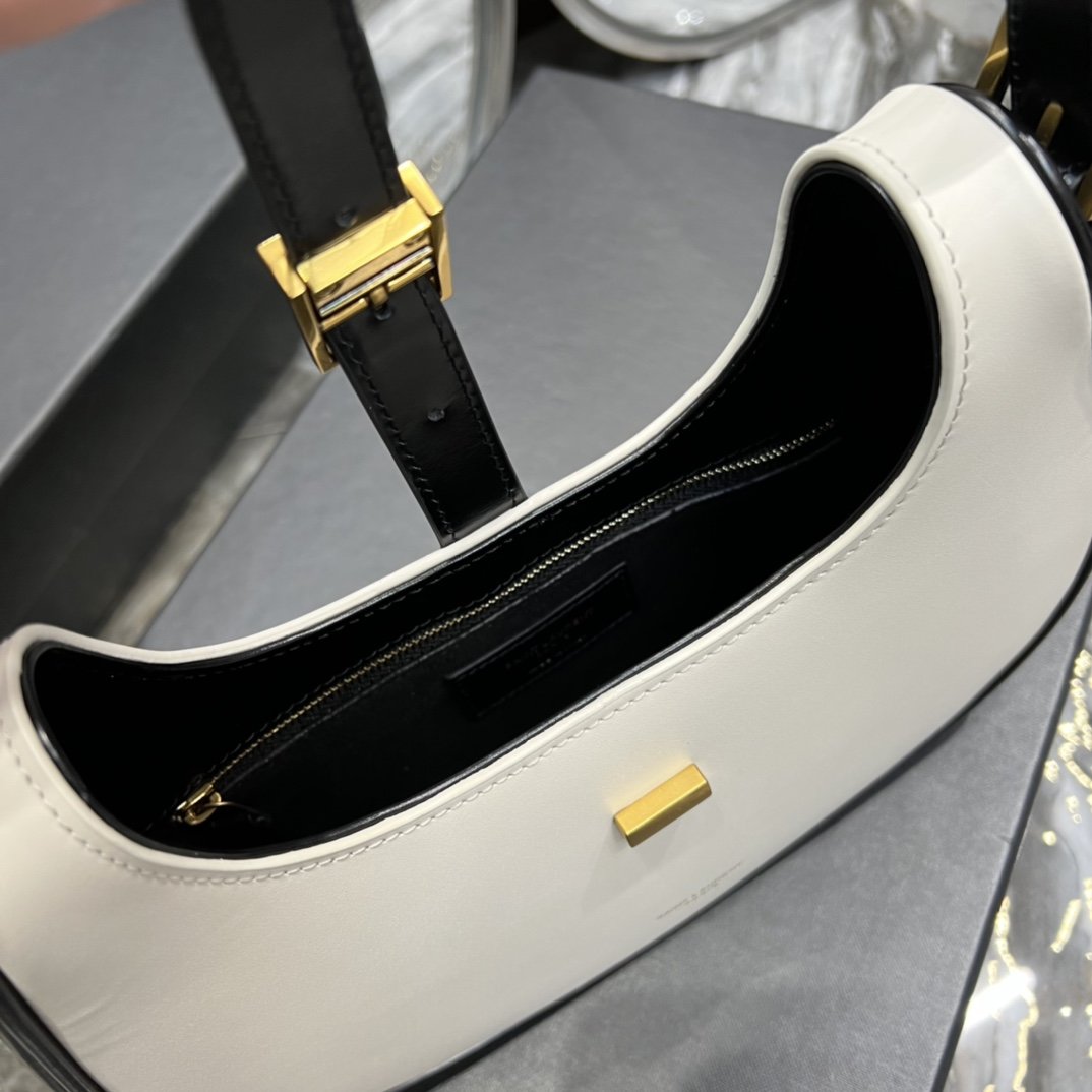 YSSL Le Fermoir Hobo Bag White With Gold Hardware For Women 9in/24cm YSL