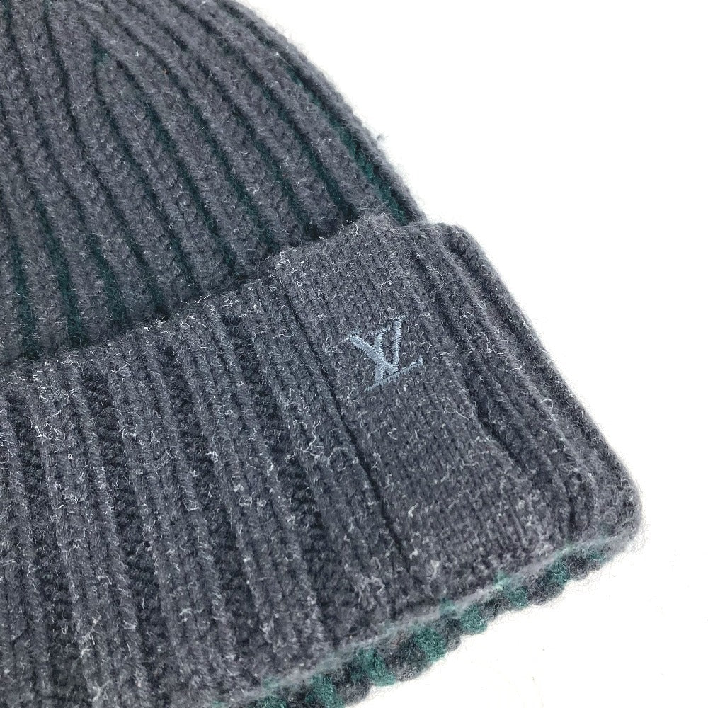 LOUIS VUITTON Knit hat wool gray beanie hat knit hat knit cap LV logo Women ‚l