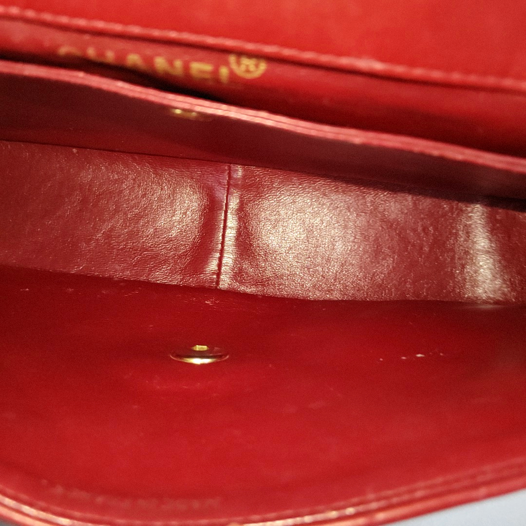 Chanel Classic Flap 1989 Red Lambskin Leather with 24k Gold Hardware