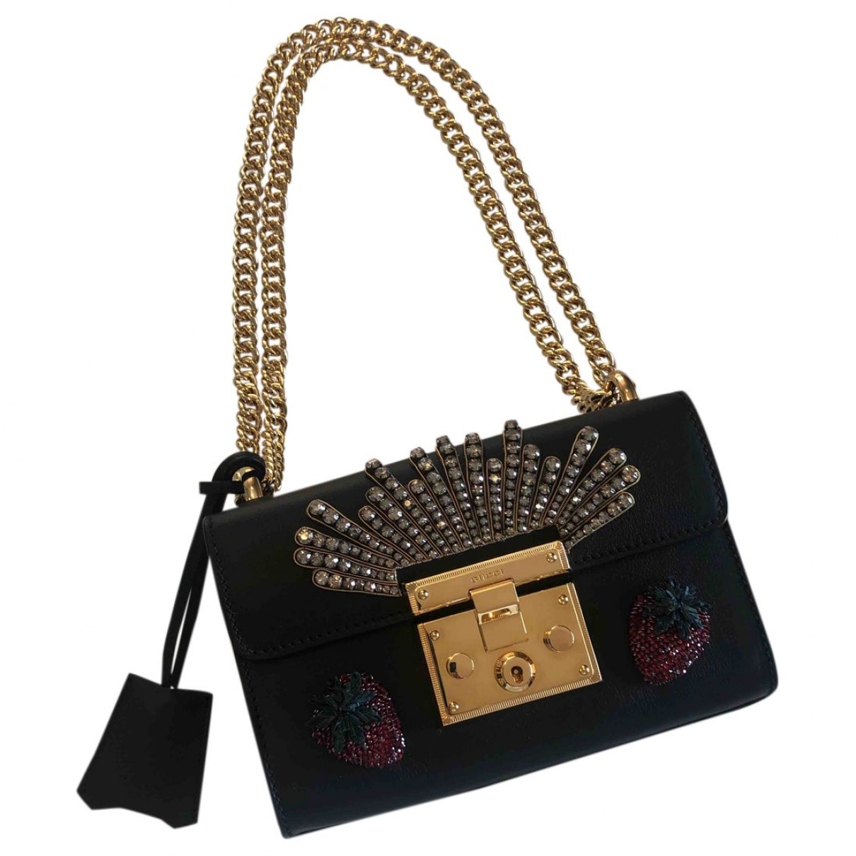 Gucci padlock black leather handbag