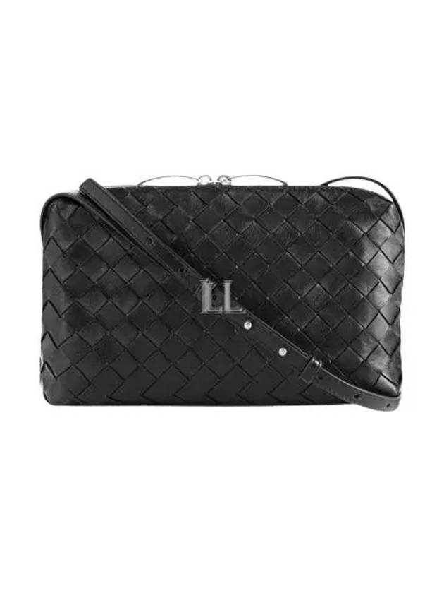 Luxury Bottega Veneta Intrecciato Leather Mini Cross Bag Black