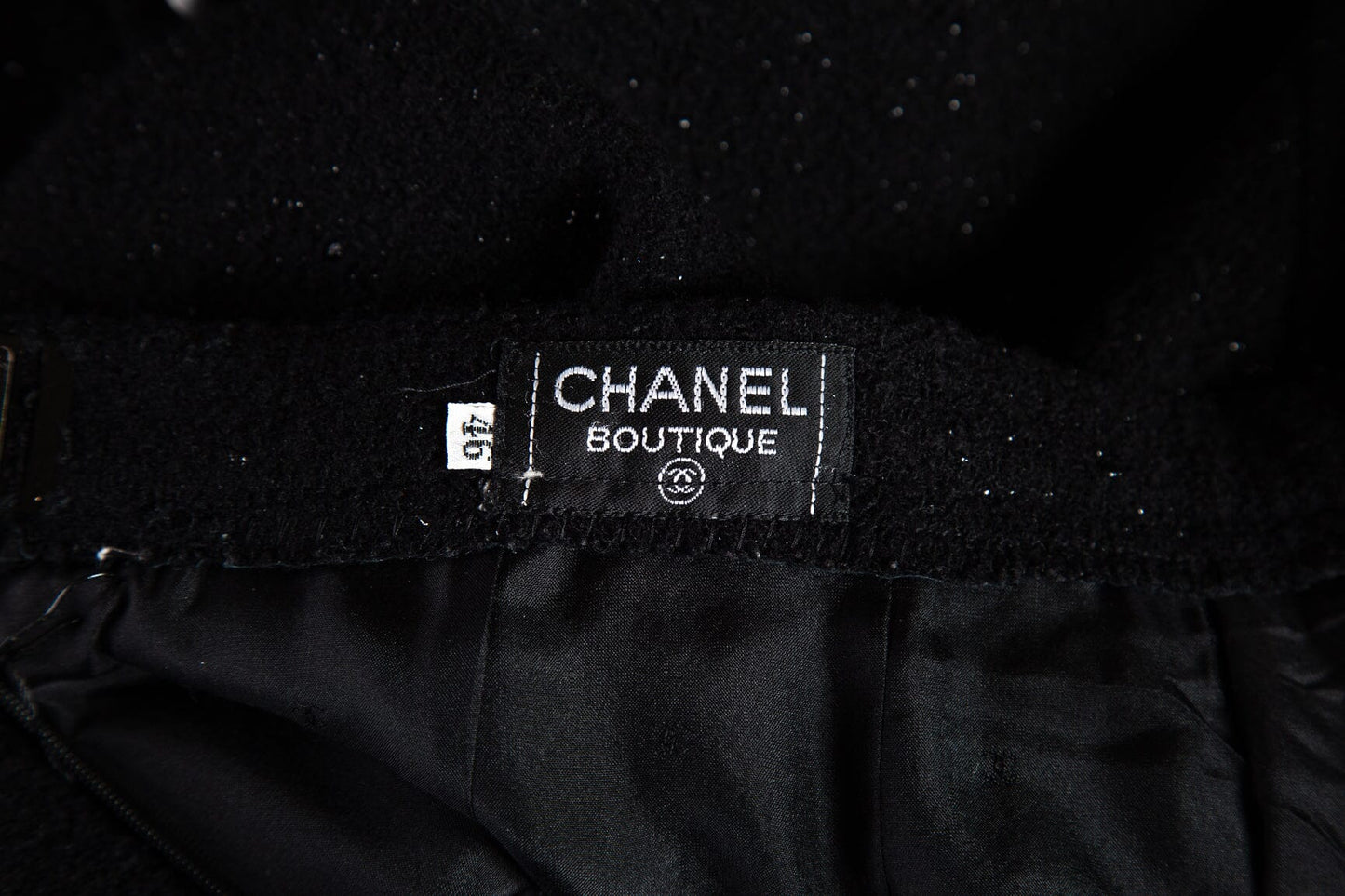 Chanel 1993 Autumn Black Glitter Detail Skirt SZ 46