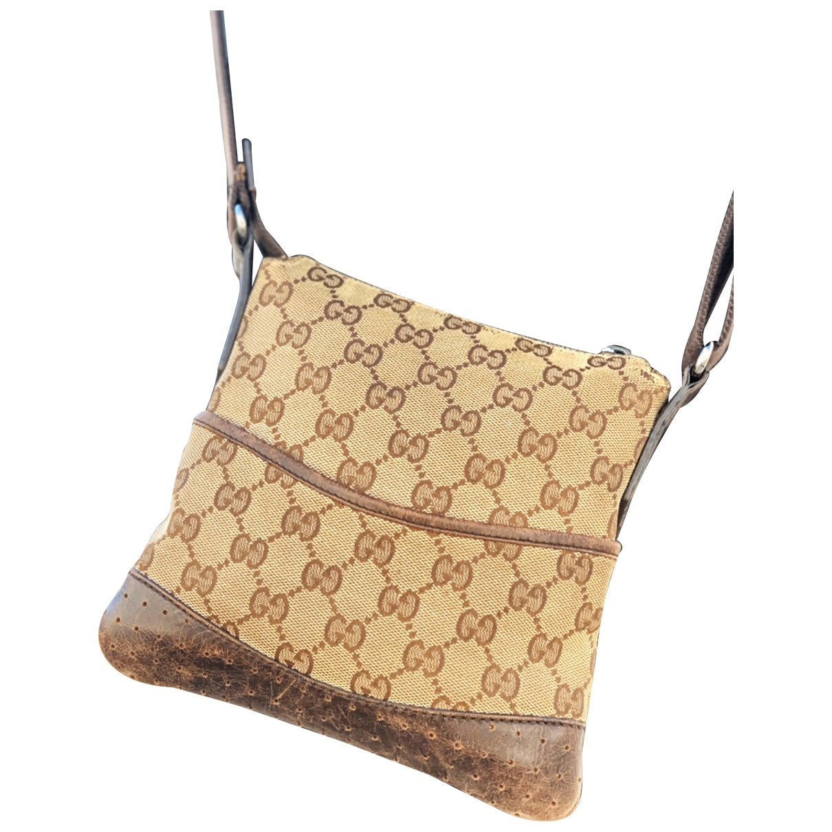 Gucci camel cloth handbag