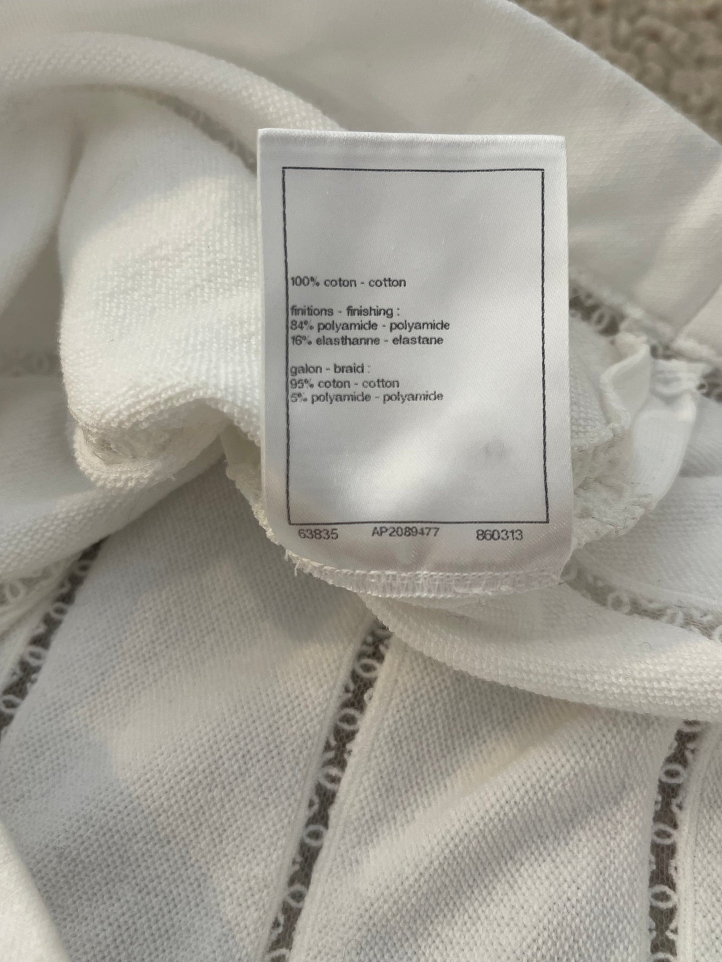 Chanel White Blo with CC Logo Embroideries Size FR 34 (UK 6)