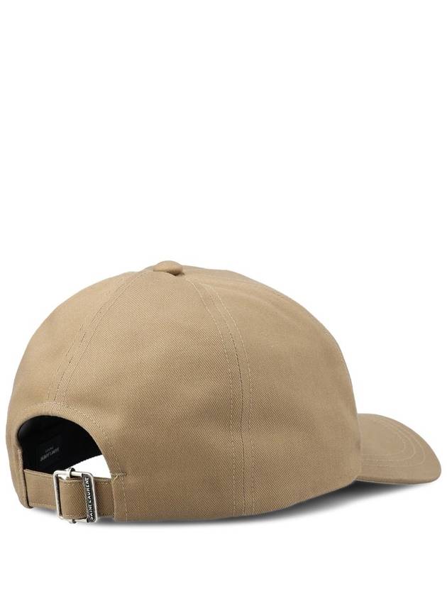 Luxury Saint Laurent Trending 2025 Embroidered Logo Gabardine Weave Cotton Ball Cap Beige