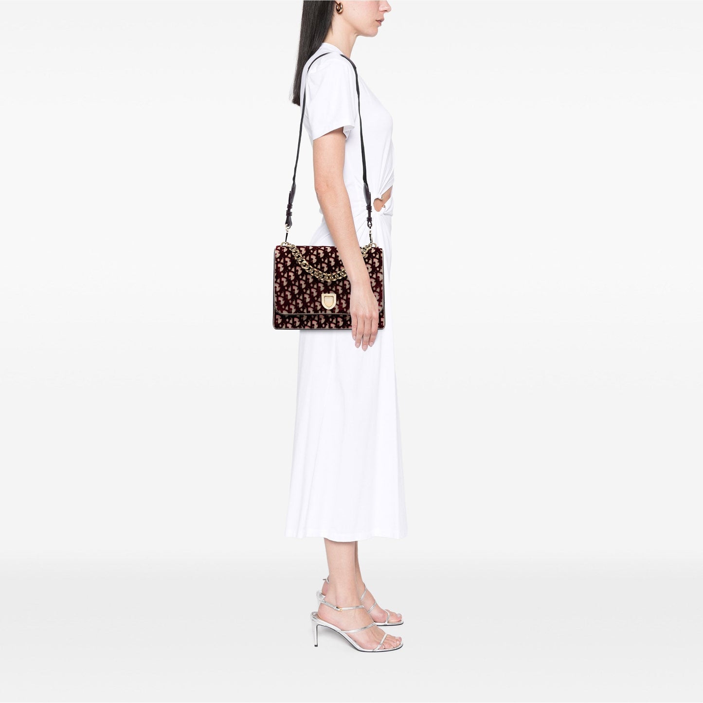 Red Dior Large Oblique Canvas and Velvet Diorama Flap Satchel