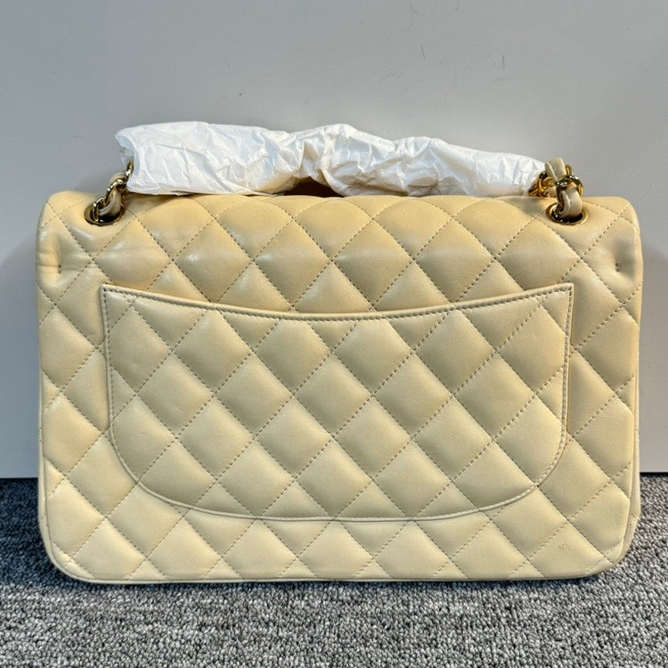 Chanel CF Jumbo White Quilted Leather Flap Bag