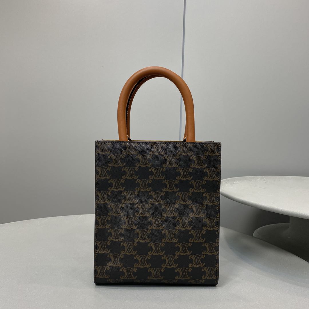 Top Quality Mini Vertical Cabas In Triomphe Canvas Brown For Women 7.2in/18cm 194372BZK.04LU