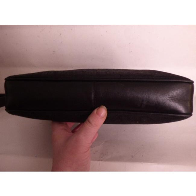 Gucci Black Leather And Large G Logo Print Canvas Suede Hobo Bag